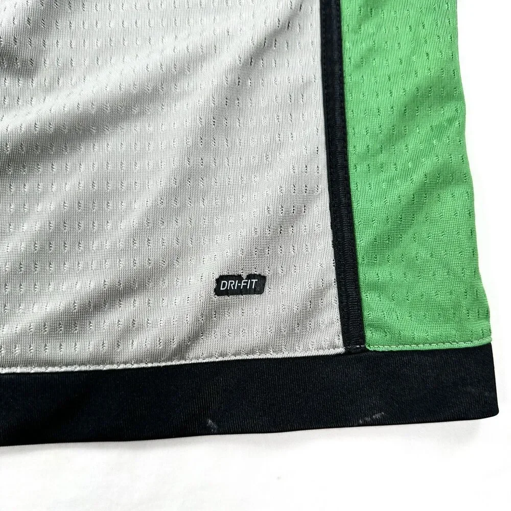 Nike Basketball Jersey Boys XL 18-20 Gray Green Long Sleeve Dri Fit Mesh